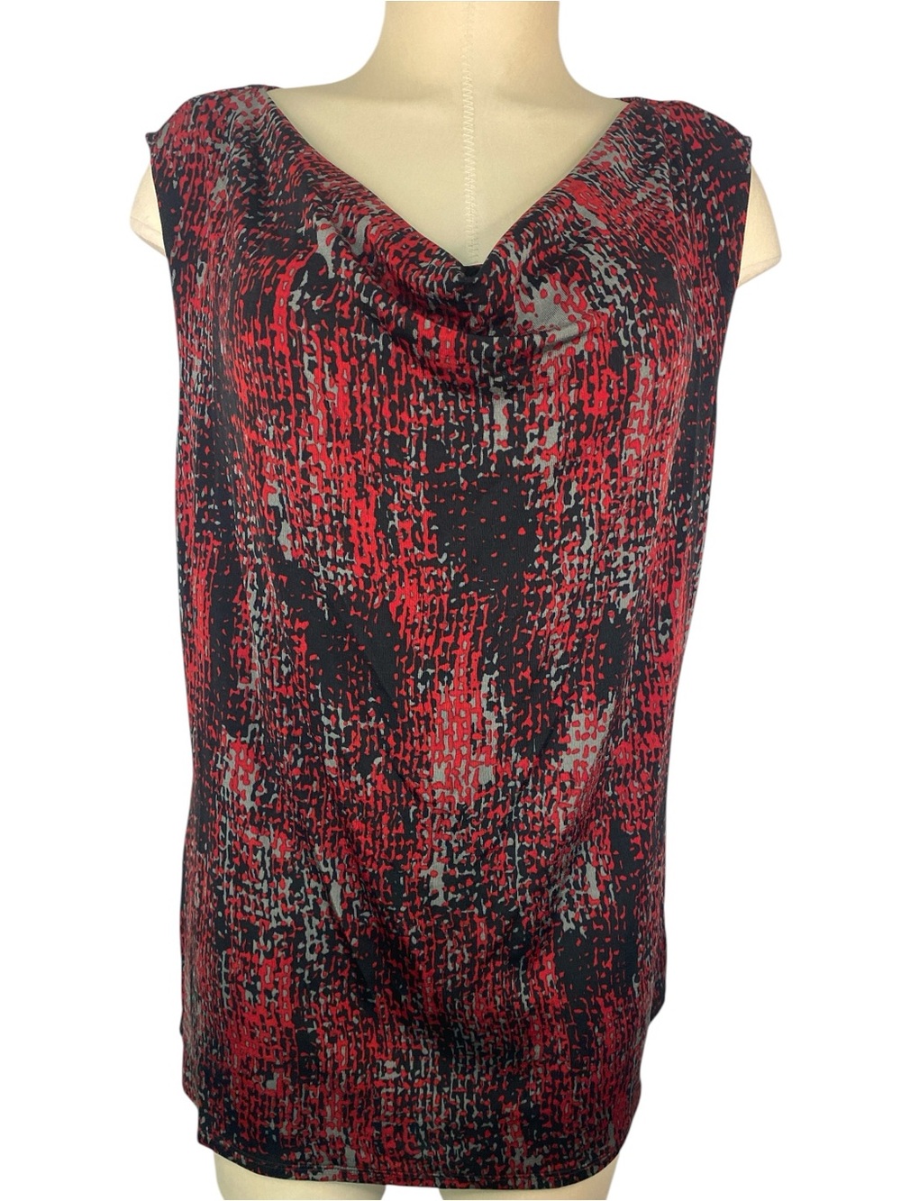 Coldwater Creek Red & Black Cowl Neck Sleeveless Top Women’s Large